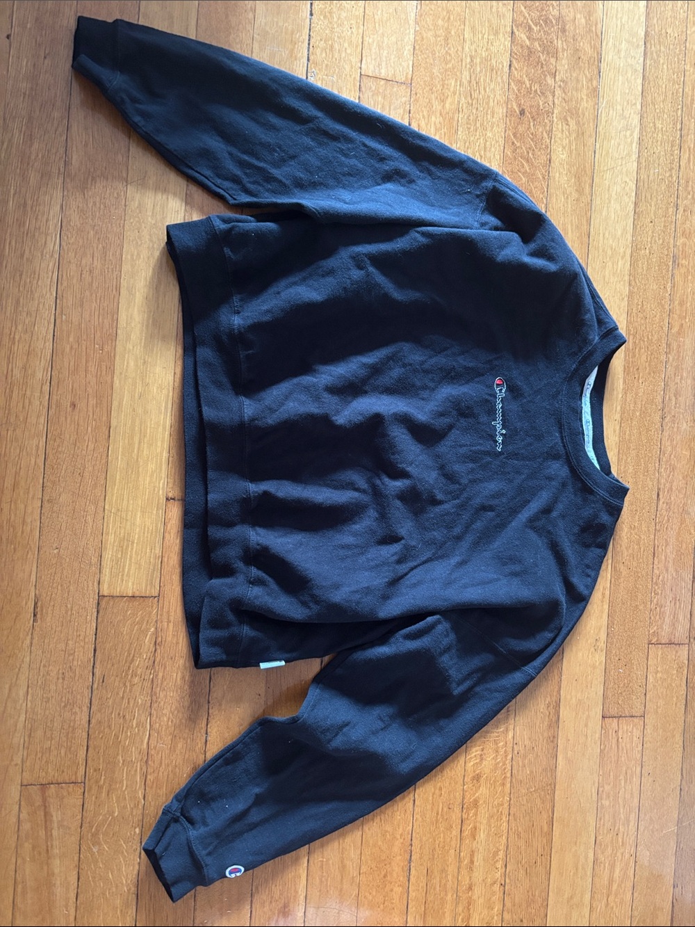 Champion Black Crewneck Sweatshirt with Small Logo